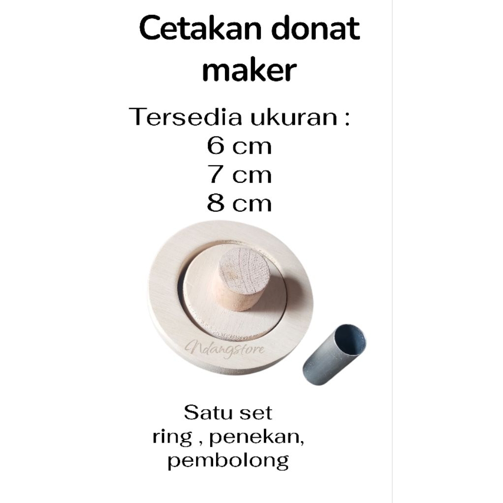 cetakan donat uk  6,7,8cm cetakan donat kayu + pembolong cetakan donat kayu halus donut maker