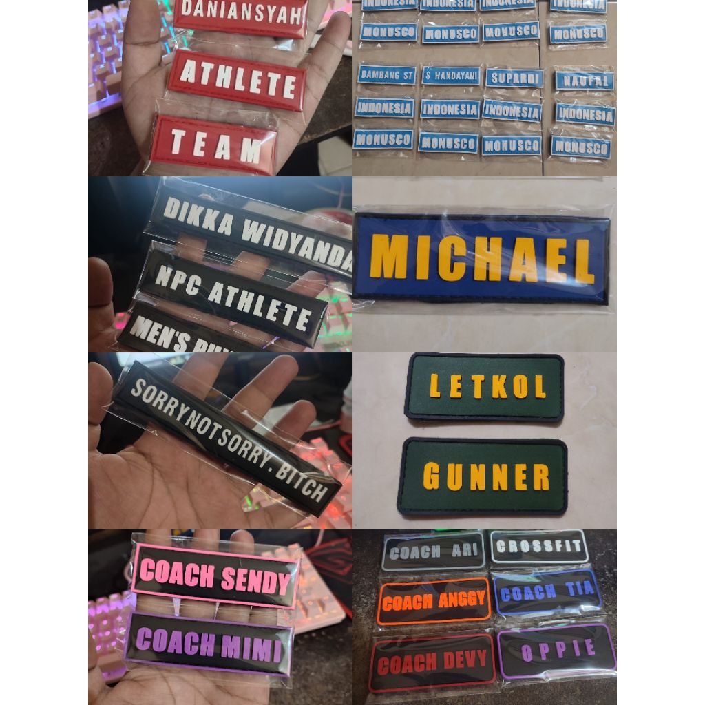 custom nama nama patch rubber emblem karet