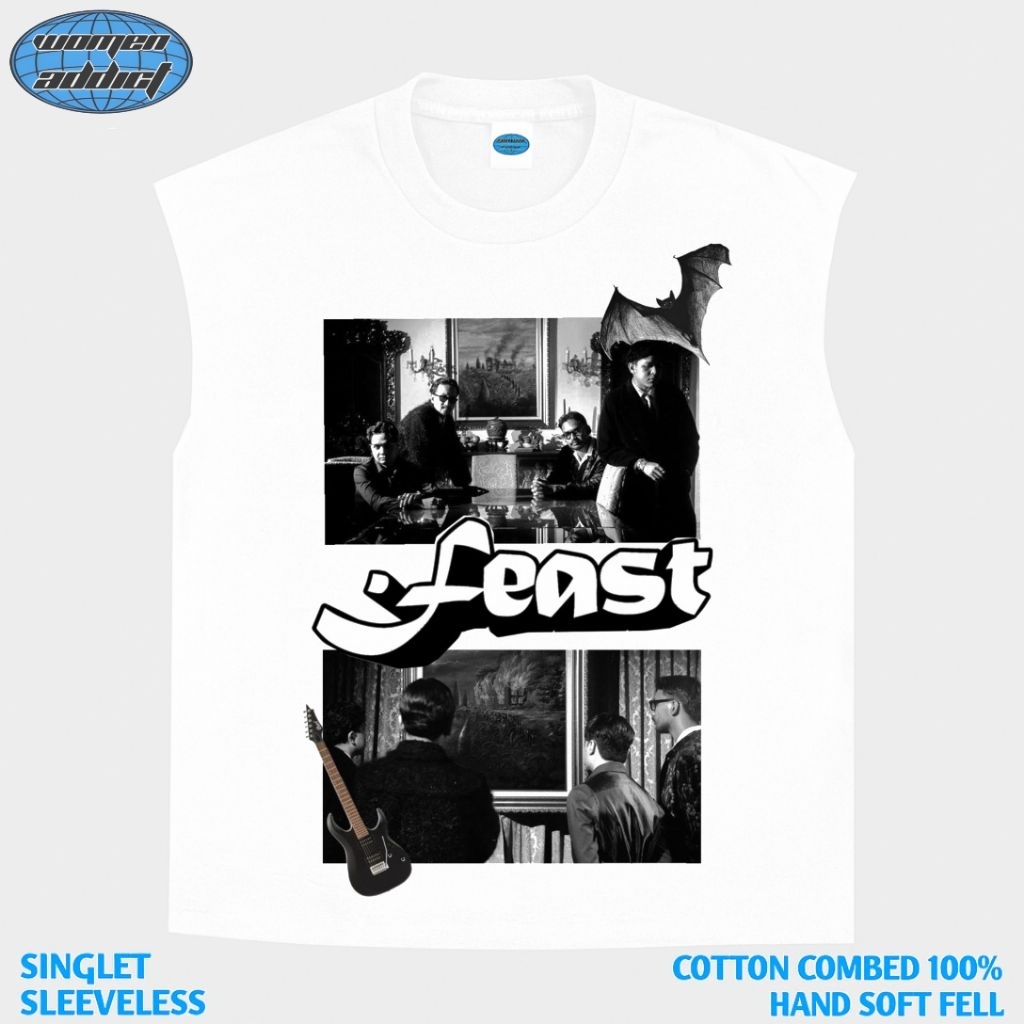KAOS BAJU SINGLET FEAST | SINGLET PUTIH | SINGLET BAND | KAOS BAND | BAND METAL | LEKBONG PRIA | LEK