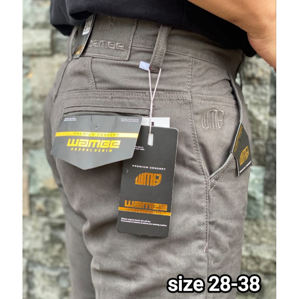 Celana Kanvas Pria Brand WAMBE CASUAL ORIGINAL Type Standar Reguler / Celana Panjang Pria Wambe Kasu