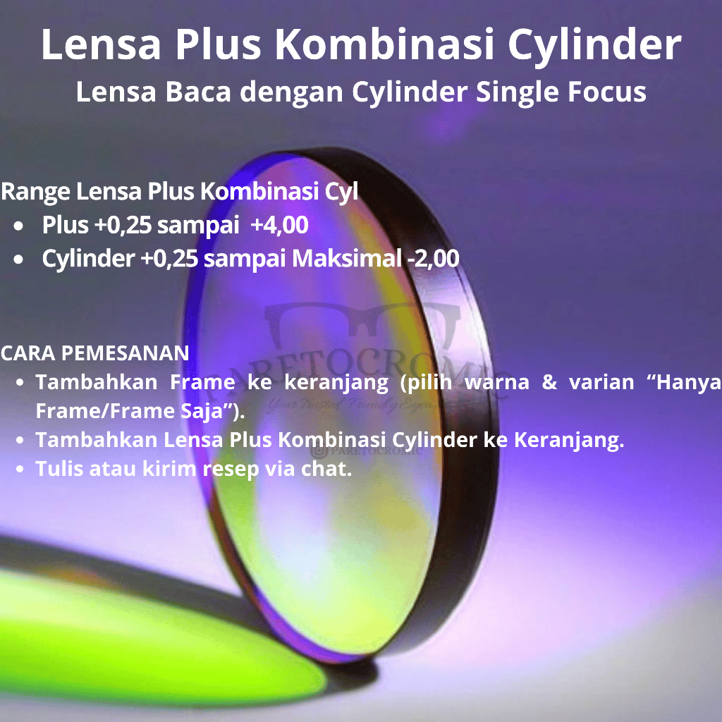 Lensa Plus Kombinasi Silinder untuk Baca & Astigmatisme Lensa Plus Cylinder Custom Resep Optik Anti