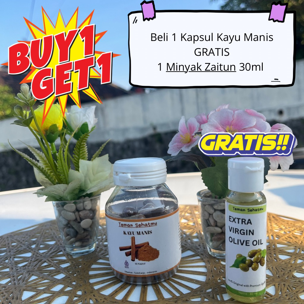 Kapsul Serbuk Kayu Manis Original 100% Murni GRATIS Minyak Zaitun