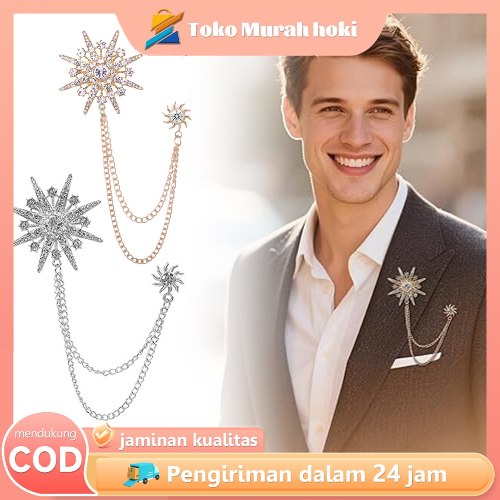 Bros Jas Rantai Rumbai Bros Pria Elegan Brooch Model Rantai Berlian Bros Rantai Jas Pria Wanita