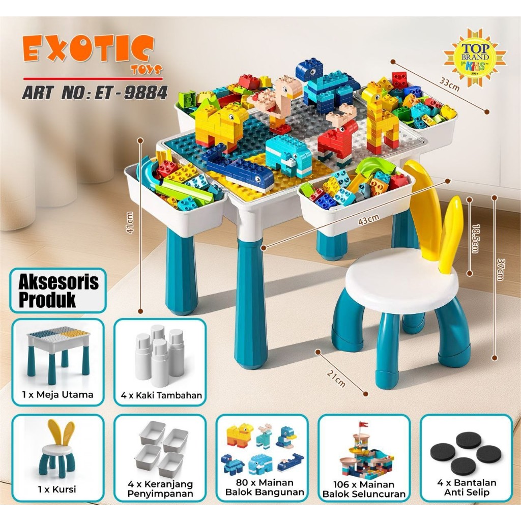 Meja Mainan Anak Exotic ET9884 Multifungsi Dan Belajar Anak Mainan Lego Meja n Kursi