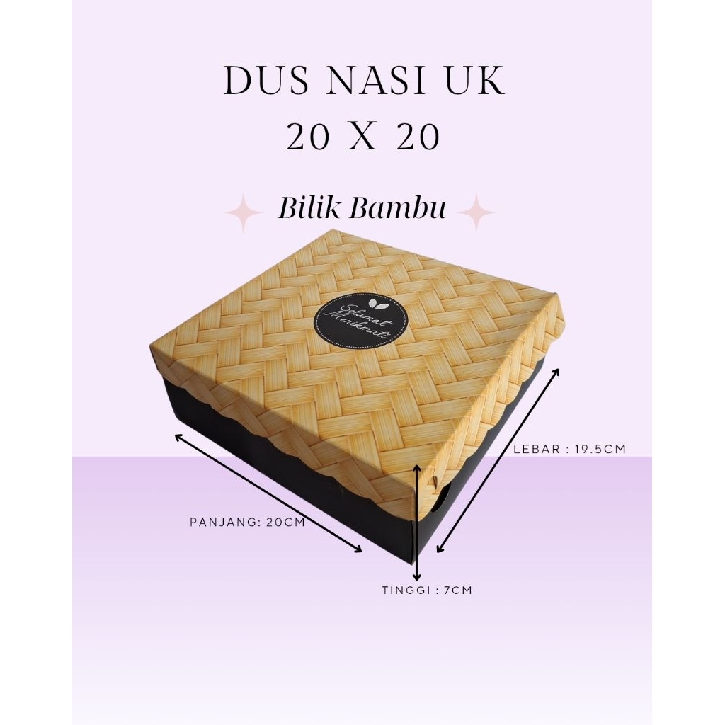 dus nasi R10K motif bilik bambu / dus nasi 20 x 20 R10K