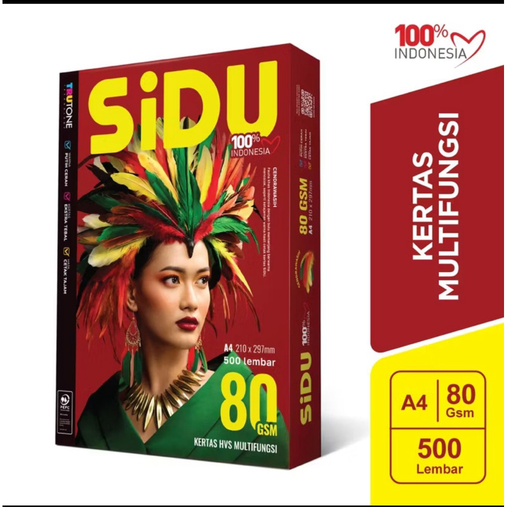 Kertas HVS Sidu A4 80 Gram (1 Rim 500 Lembar)
