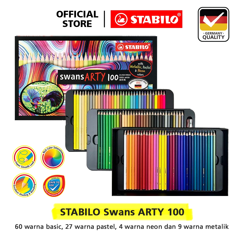 STABILO swans ARTY Color Pencil 100 / Pensil Warna Lengkap 100 Warna
