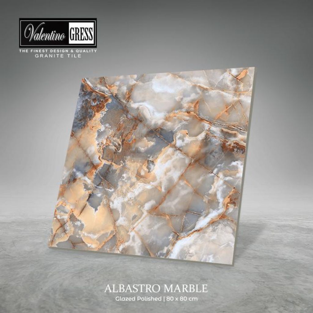 Granit Lantai 80x80 Albastro Marble Valentino Gress • Glazed Polished