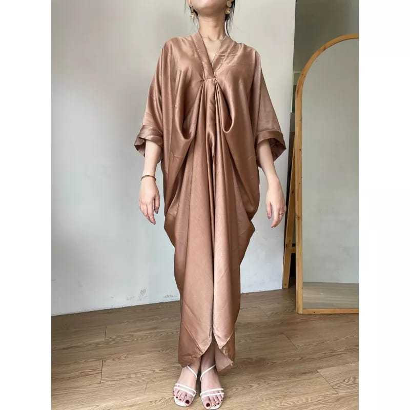 Dress lebaran termurah | dress kaftan satin maxmara premium | gamis polos daily casual | baju muslim