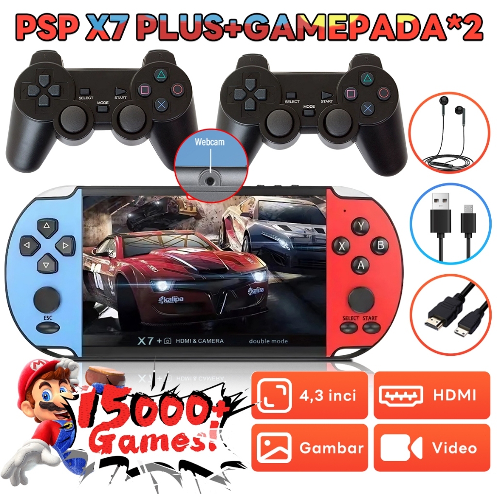 PSP X7 Plus+gamepad *2/X12 Gameboy Handheld Game Console Player 7.0 Inch 32G Built-in 40000 Games Gr