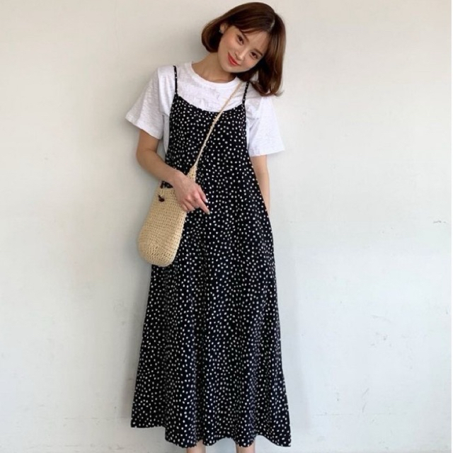 YUBI SLOOPY DRESS OVERALL WANITA KOREA / OVERALL MOTIF BUNGA KOREAN STYLE