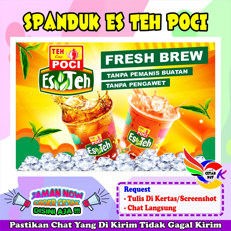 Spanduk banner Es teh poci kekinian murah bisa custom / Banner es teh poci Terbaru bisa COD