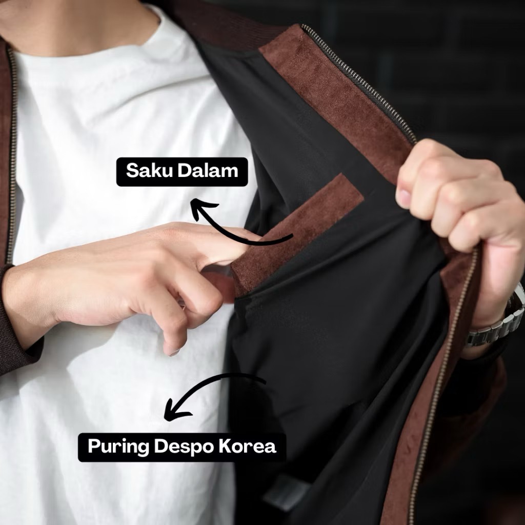 TERBARU ESNS Bomber Jaket Suede Premium Pria Original Vintage Keren Jacket Tebal Original Terbaru