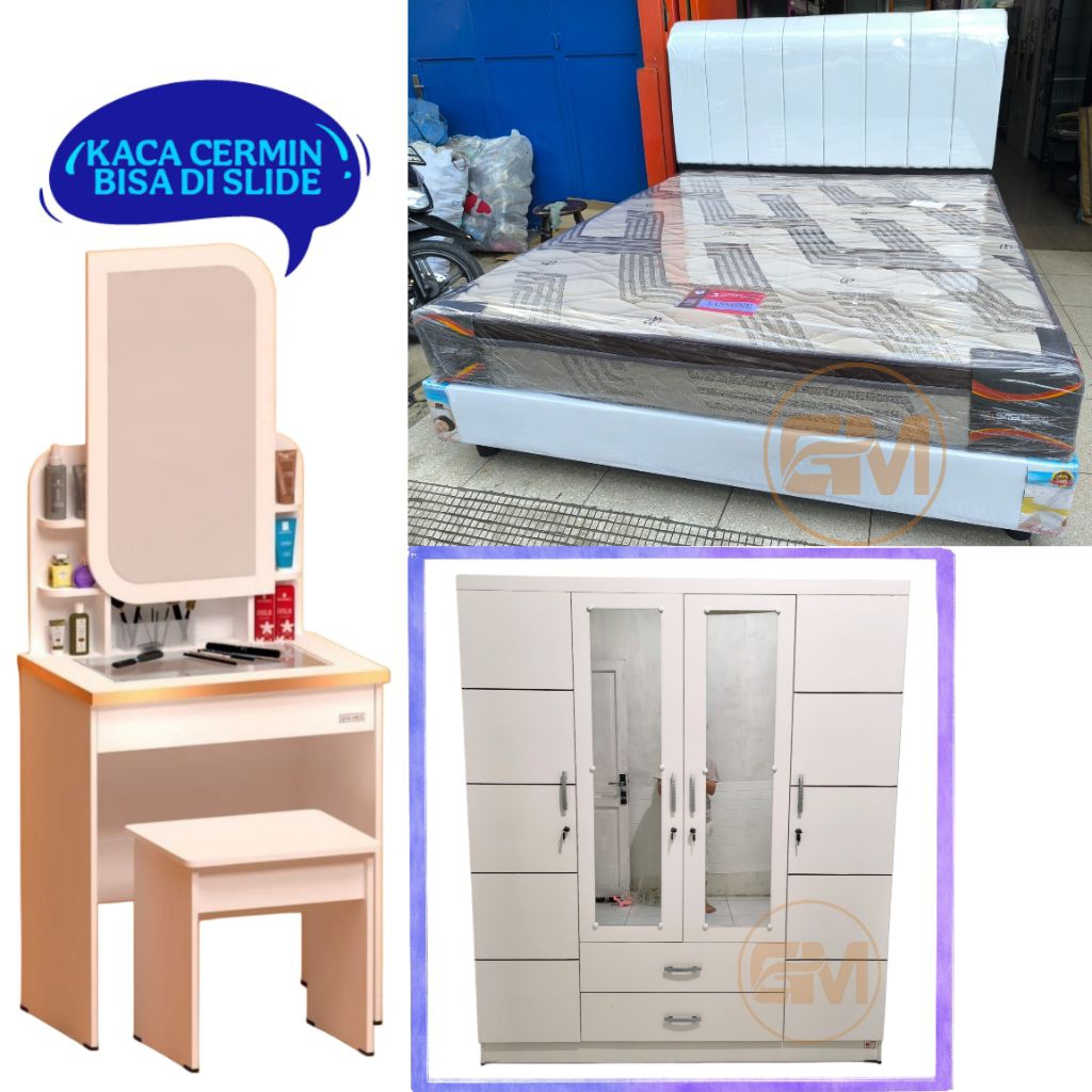 Paket Hantaran Springbed Smartland + Lemari 4 Pintu - Golden Mebel