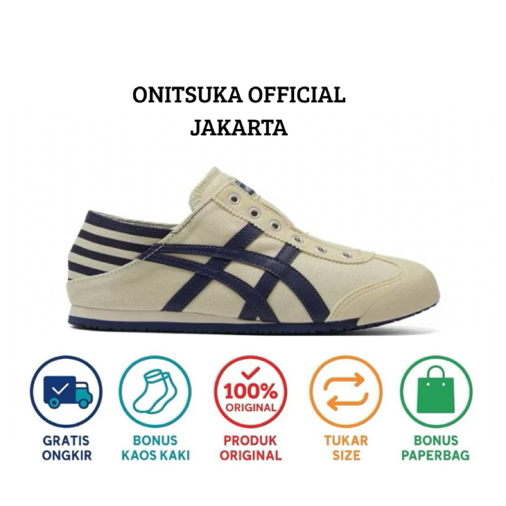 onitsuka tiger ORIGINAL paraty cream navy // free paperbag & kaos kaki
