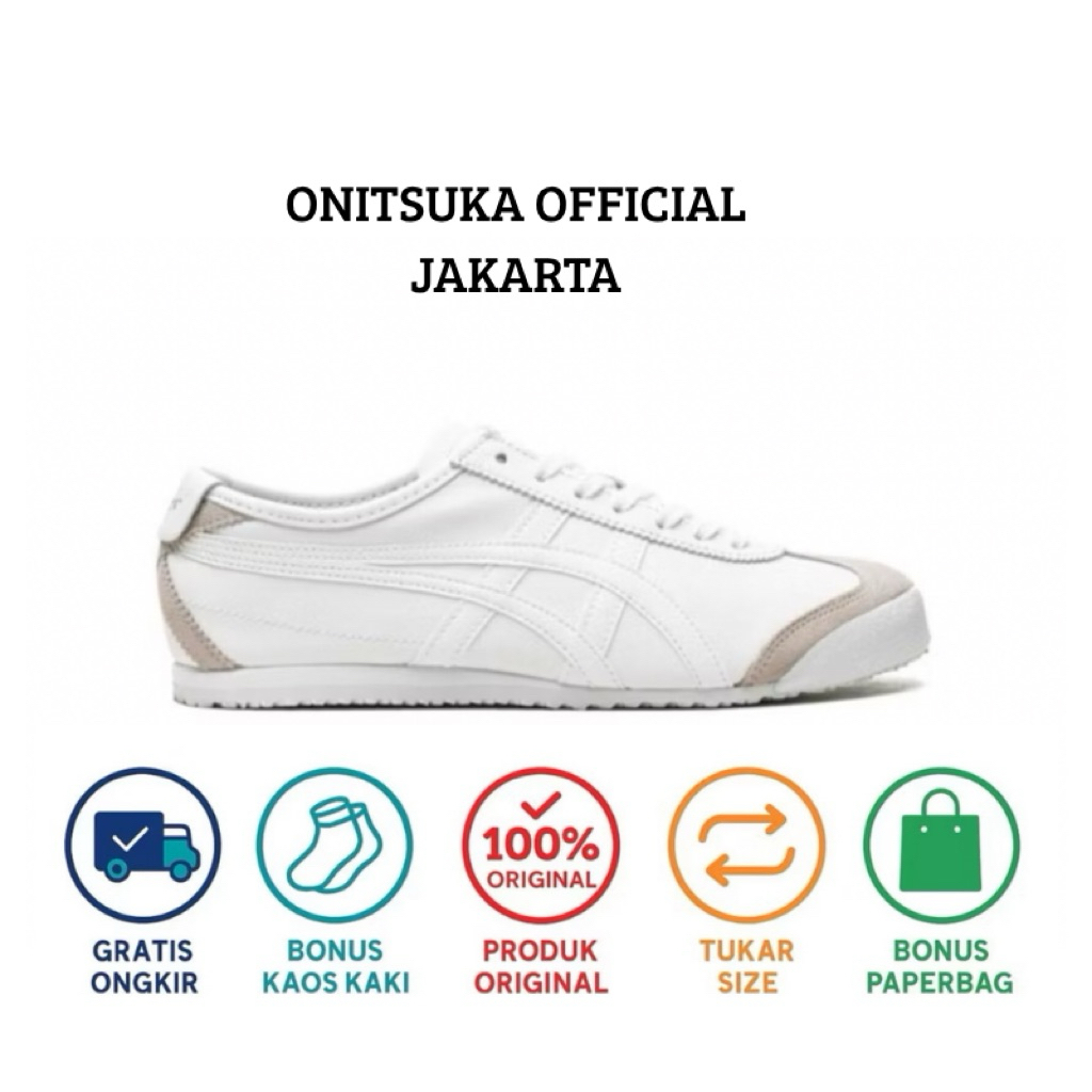 Onitsuka Tiger mexico 66 ORIGINAL indo triple white // free paperbag & kaos kaki