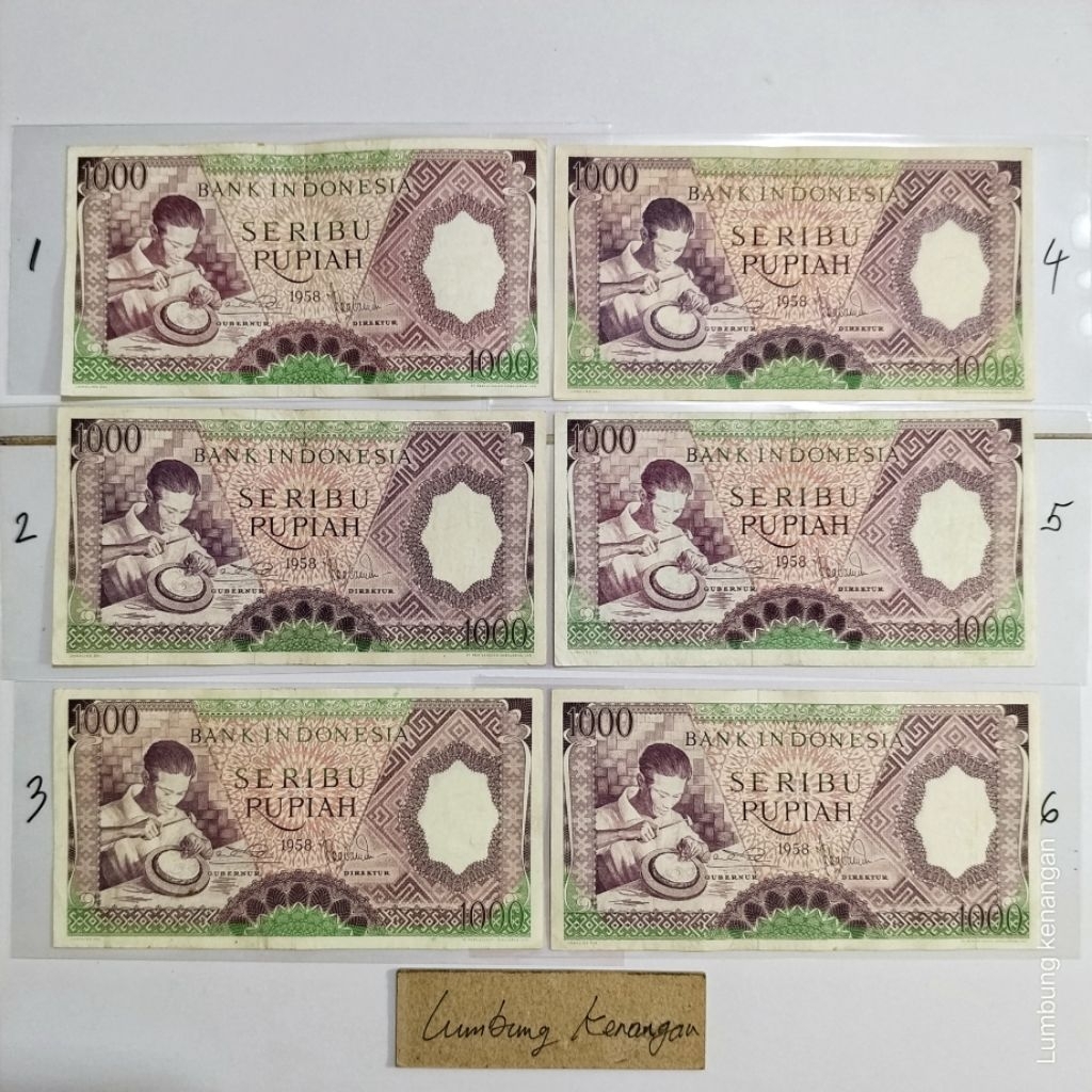 uang kuno Pekerja ungu 1000 Rupiah 1958