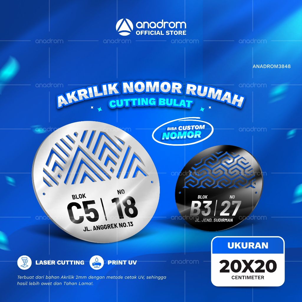 Nomor Rumah Akrilik  Bulat Custom | Papan Alamat Rumah Akrilik | Akrilik Nomor Rumah Minimalis | Akr