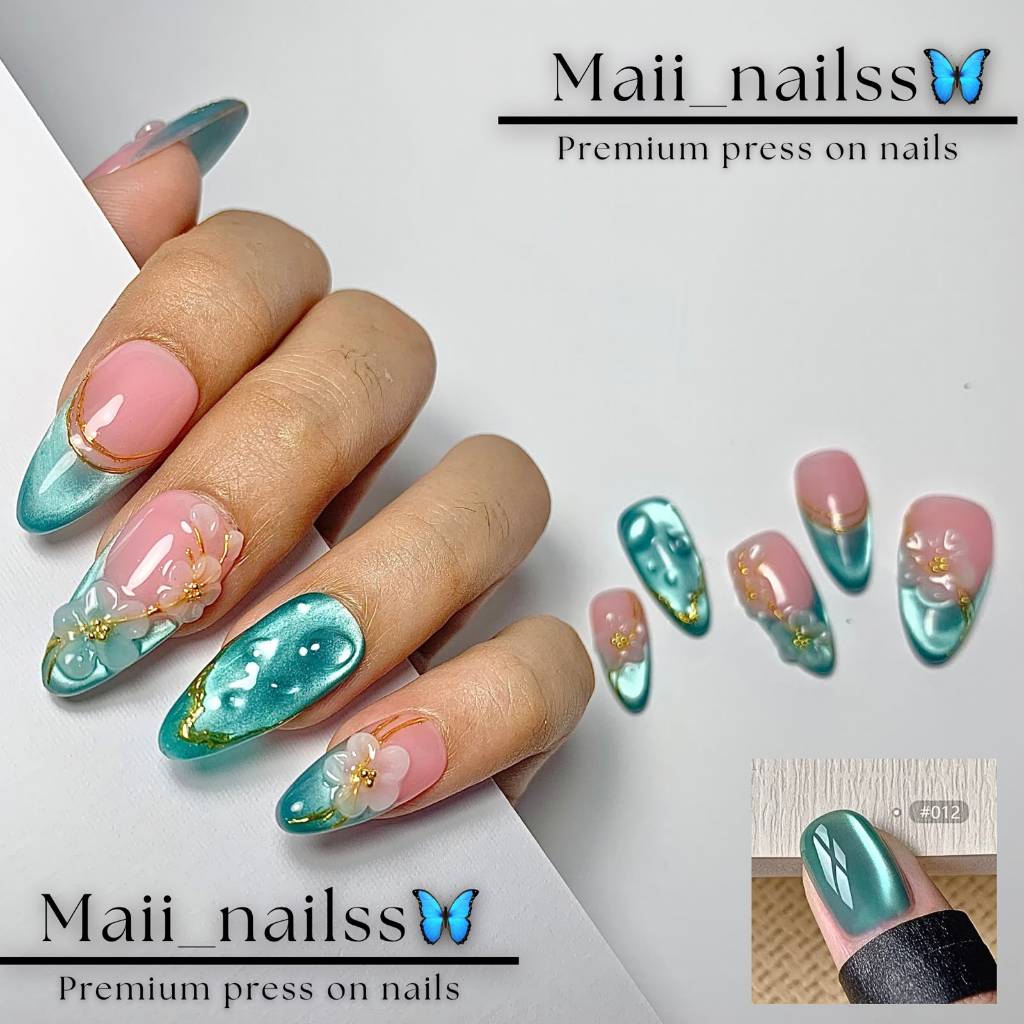 (COD) KUKU PALSU / NAIL ART / PREESS ON NAILS Cat Eye Mewah Elegan Wedding Premium Custom Handmade f