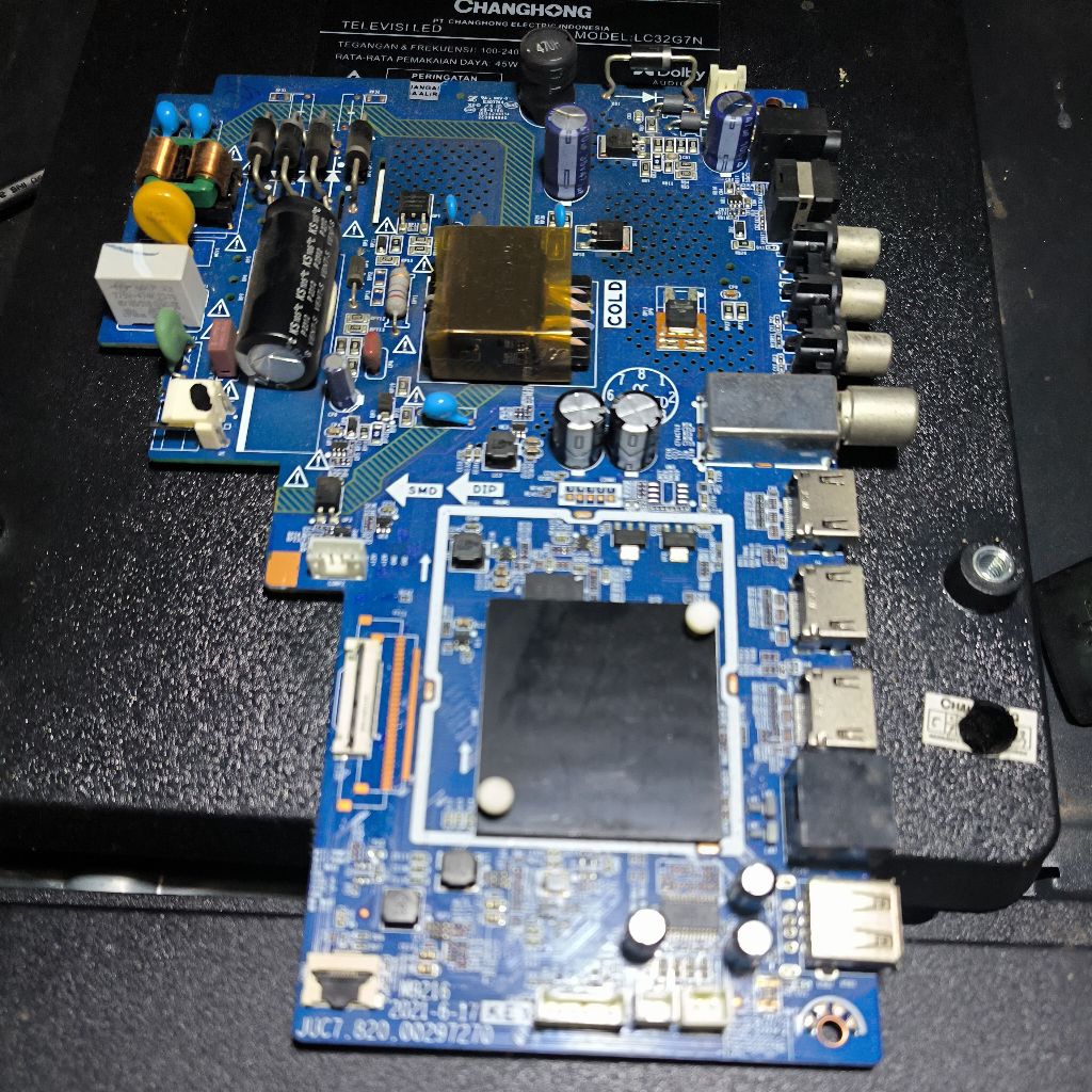 Mainboard tv Changhong LC32G7N original copotan layar rusak