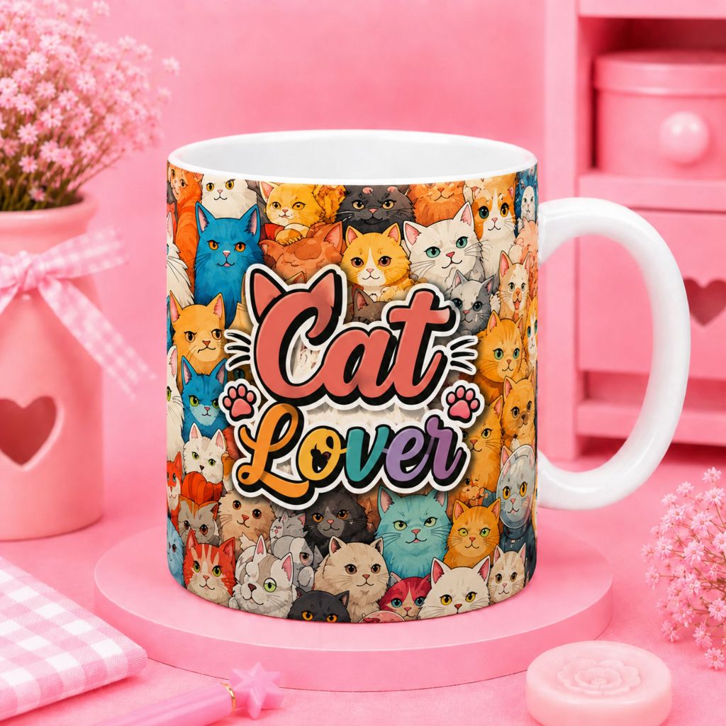 Gelas Mug CAT LOVERS Custom Nama Mu Kopi Teh Kucing Lucu Unik / Cangkir Kawai Cats Mug Coffee Tea Instan Kilat Langsung Kirim