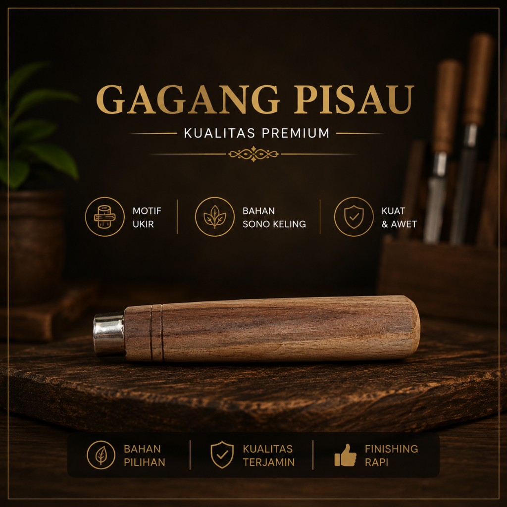 Gagang Pisau Dapur Bahan Sono Keling Ujung Stainless Anti Karat
