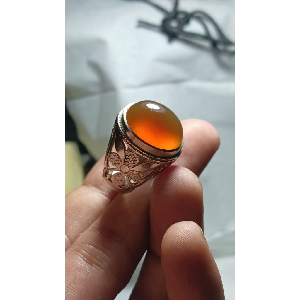 natural cincin batu akik cempaka madu giwang crystal hq