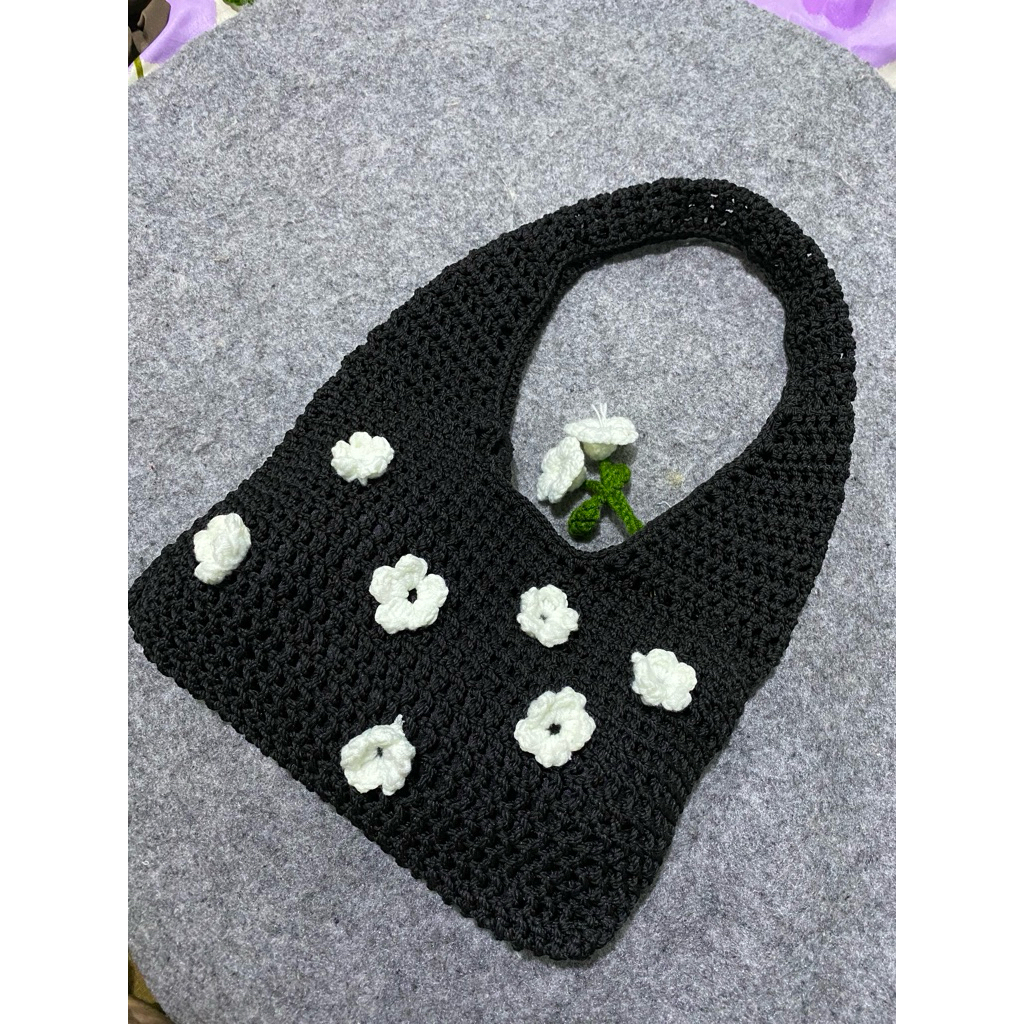 Tas rajut bunga tulip rajut |TasRajutLucu|TasChrochet|TasRajutKekinian