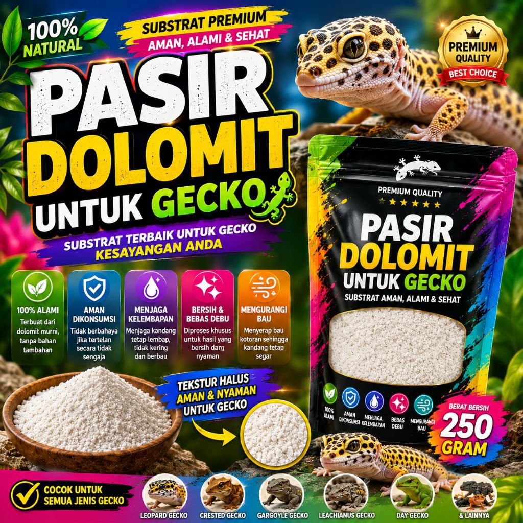 [1/4Kg]Pasir Dolomit gecko alas kandang gecko/kapur dolomit pasir dolomite murah