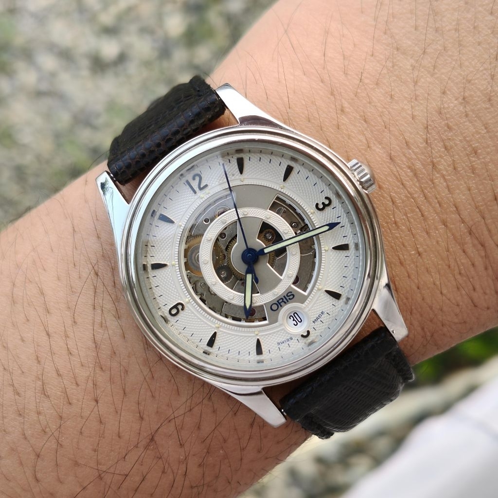 Jam Tangan Vintage Watch Oris Artilier Skeleton Ref. 7481 Cal. 733 Automatic Date Display, Diameter 