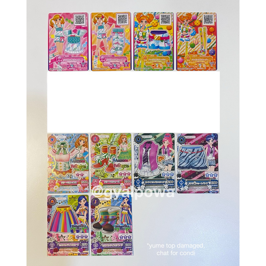 Aikatsu Card Japan version | yume yuzu maria aurora fantast lily bell sora bohemian sky self stripe 