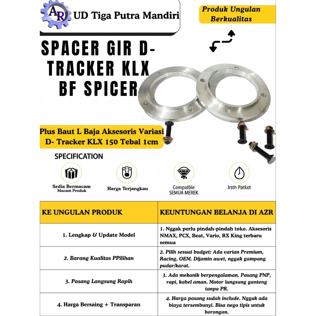 Spacer Gir D -Tracker KLX BF Spicer Spasir Plus Baut L Baja Aksesoris Variasi D -Tracker KLX 150