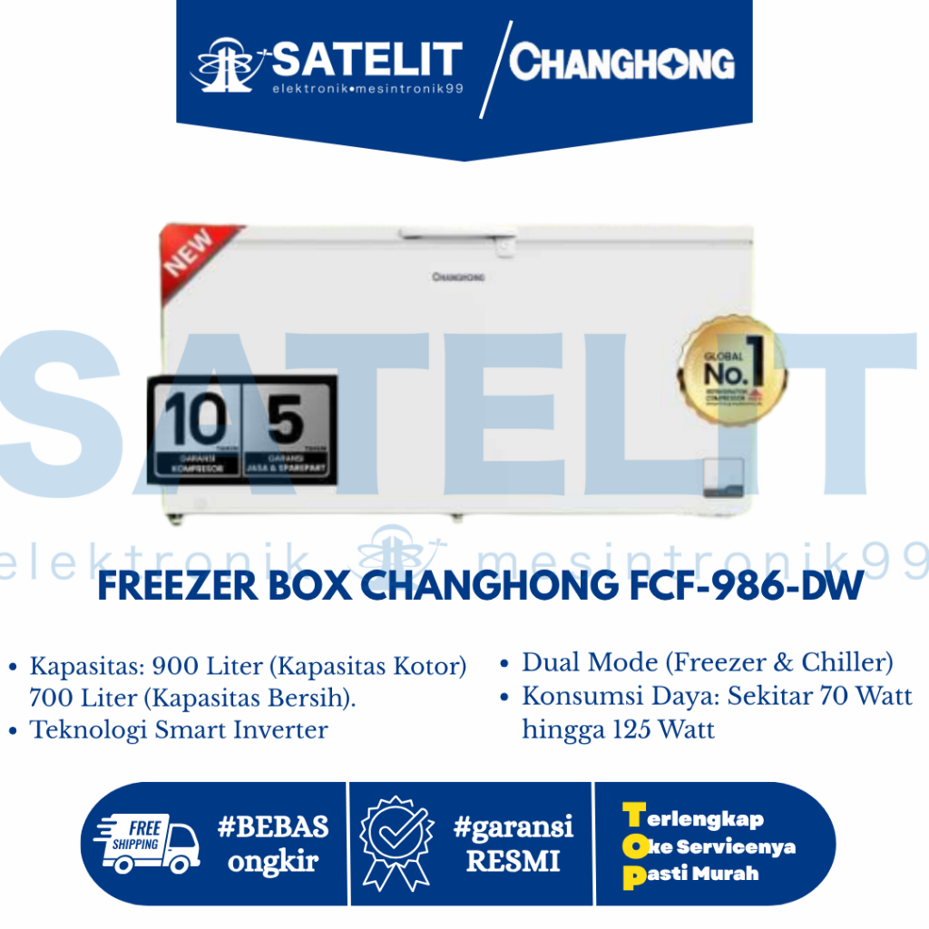 FREEZER BOX CHANGHONG FCF-986-DW  Inverter Freezer Box Besar