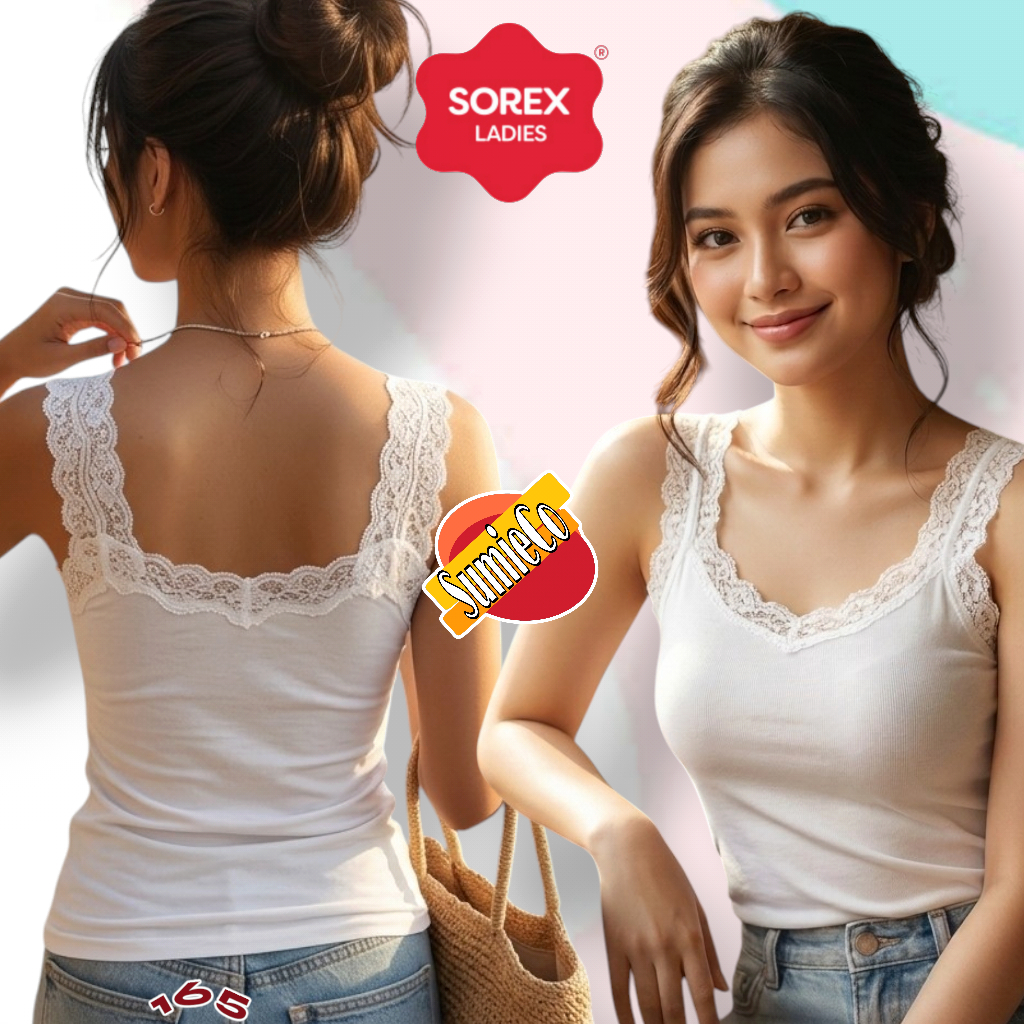 SM165 Sorex Camisol Tanktop Wanita Remaja Dan Dewasa Tali Lebar Renda Brokat All Size