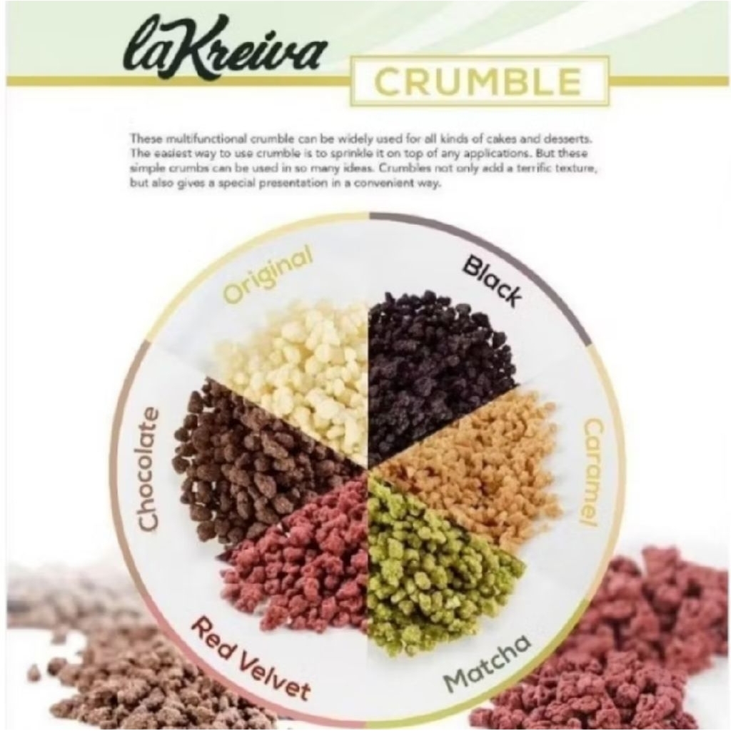 100gr crumble la kreiva / crumble matcha / crumble coklat / crumble original / crumble red Velvet
