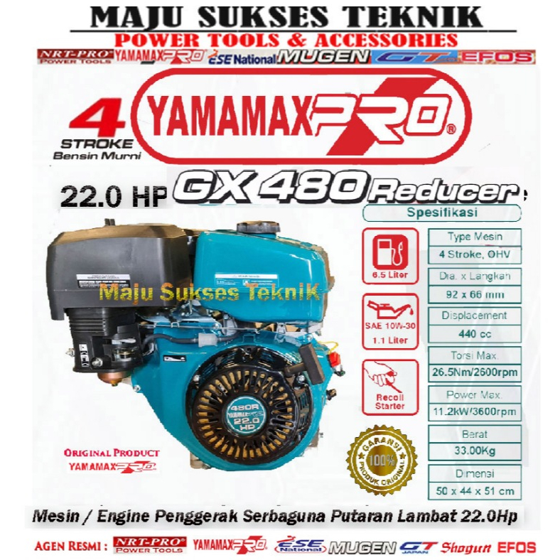 Mesin Bensin Penggerak Gasoline Motor Engine Reducer / Putaran Lambat 22PK 22 PK YAMAMAX PRO GX 480 