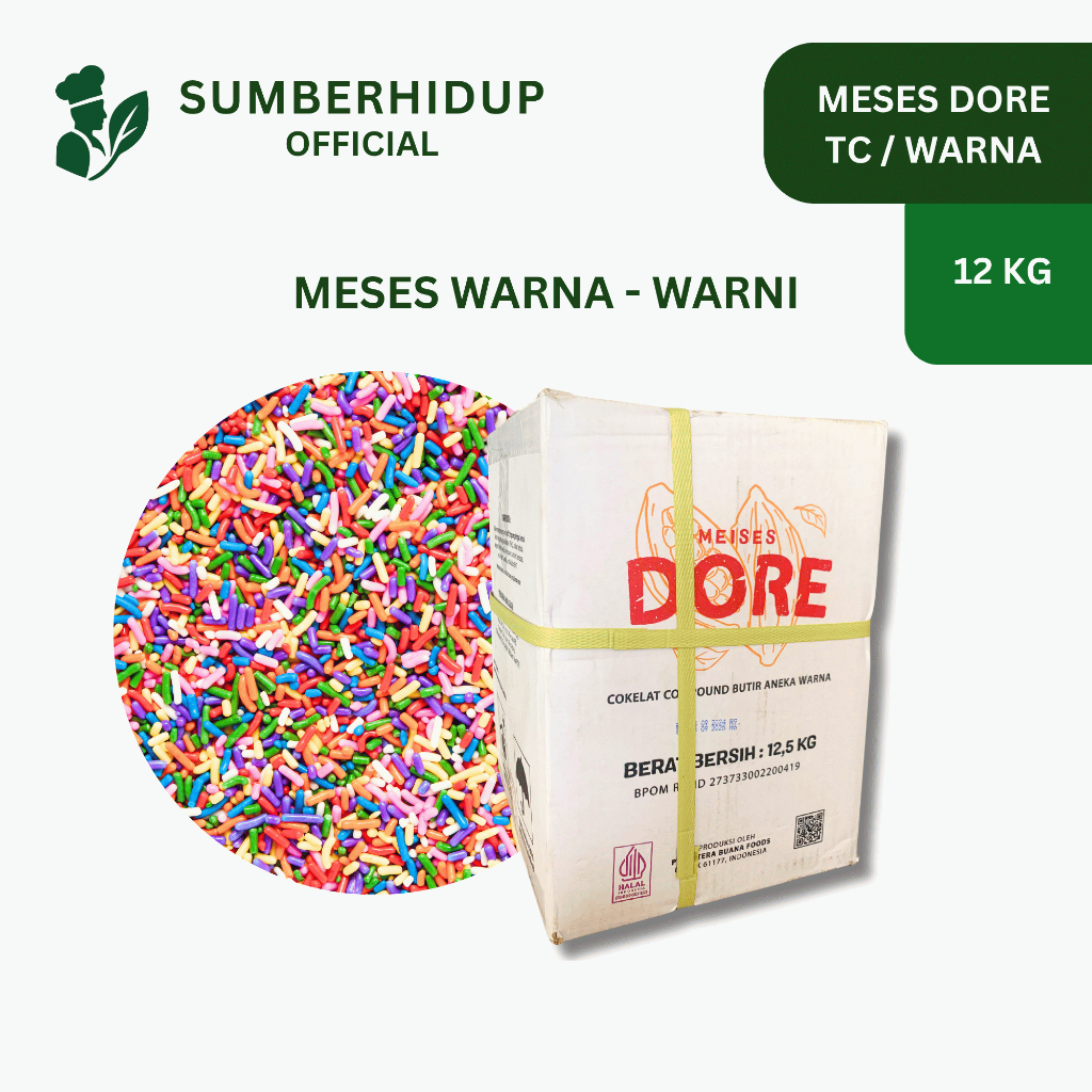 Meses Dore Warna - warni 12 Kg Meses gogo untuk Topping Donat, Roti, Martabak, Cake & Dessert