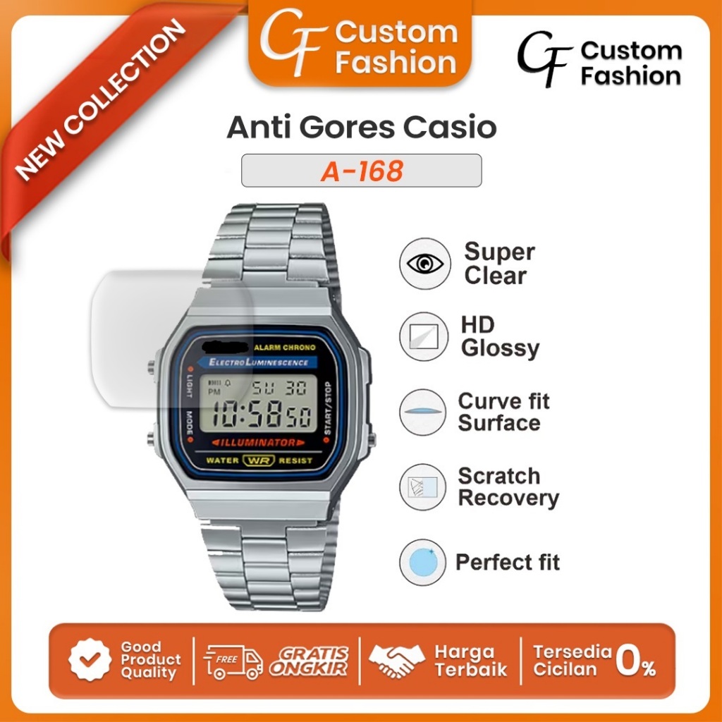 Anti Gores Casio A-168 A168 A 168 3D PMMA & 2D Hydrogel Casio A-168 A168 A 168 Screen Protector