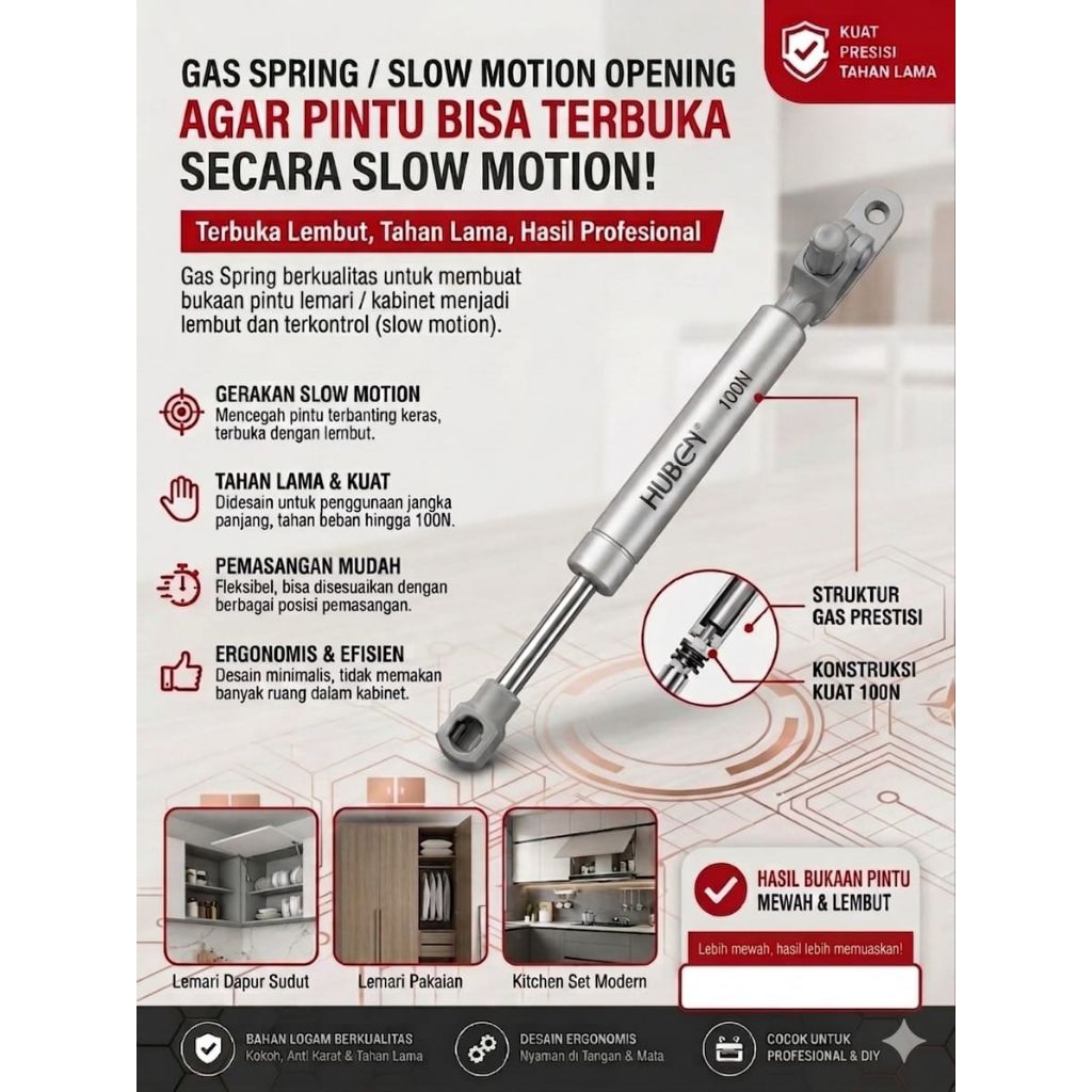 Gas spring slow motion Huben