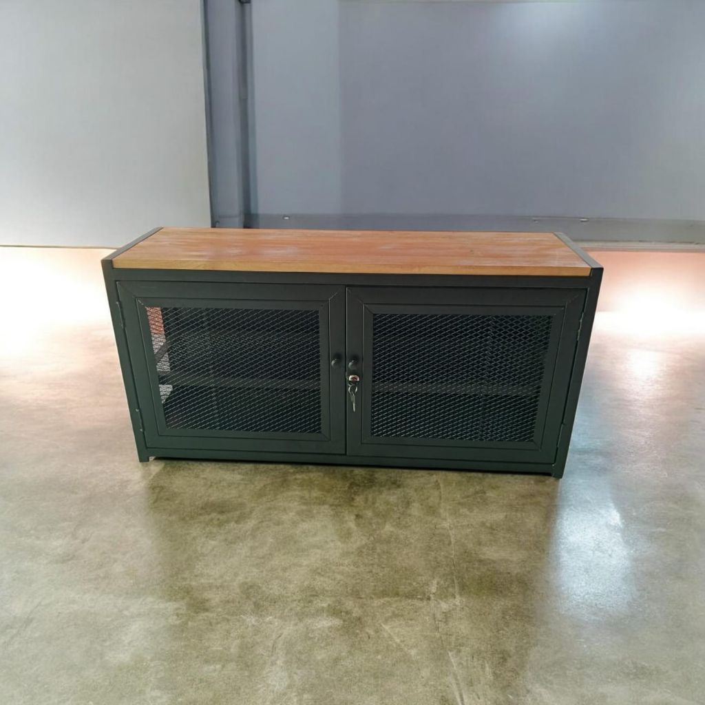 Rak sepatu,meja tv serba guna besi kayu industrial