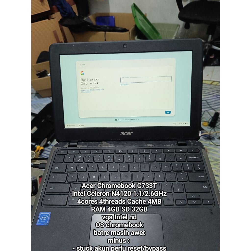 Acer Chromebook C733T minus akun
