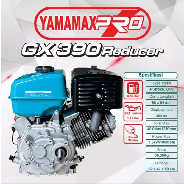 Mesin Bensin Penggerak Gasoline Motor Engine Reducer / Putaran Lambat 13PK 13 PK YAMAMAX PRO GX 390 