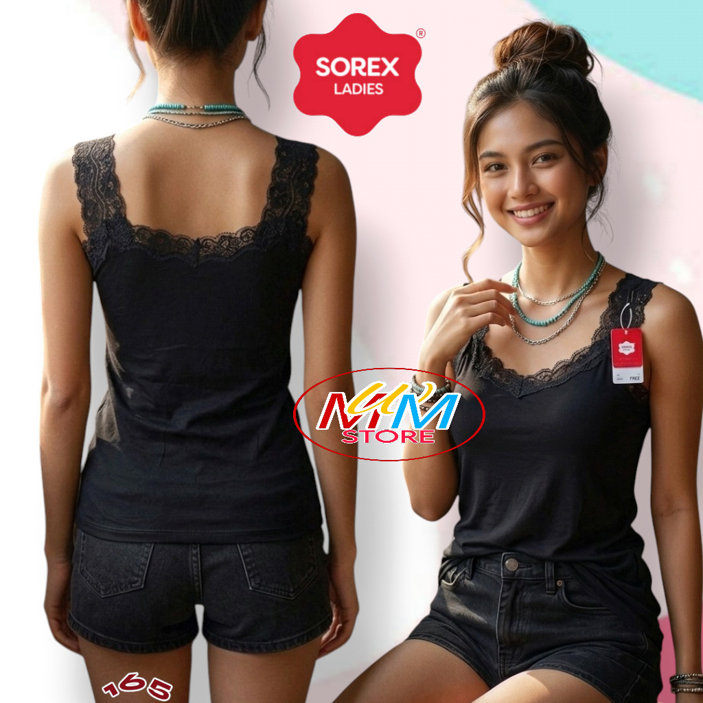 M165 Sorex Camisol Tanktop Tali Lebar Renda Brukat Free size