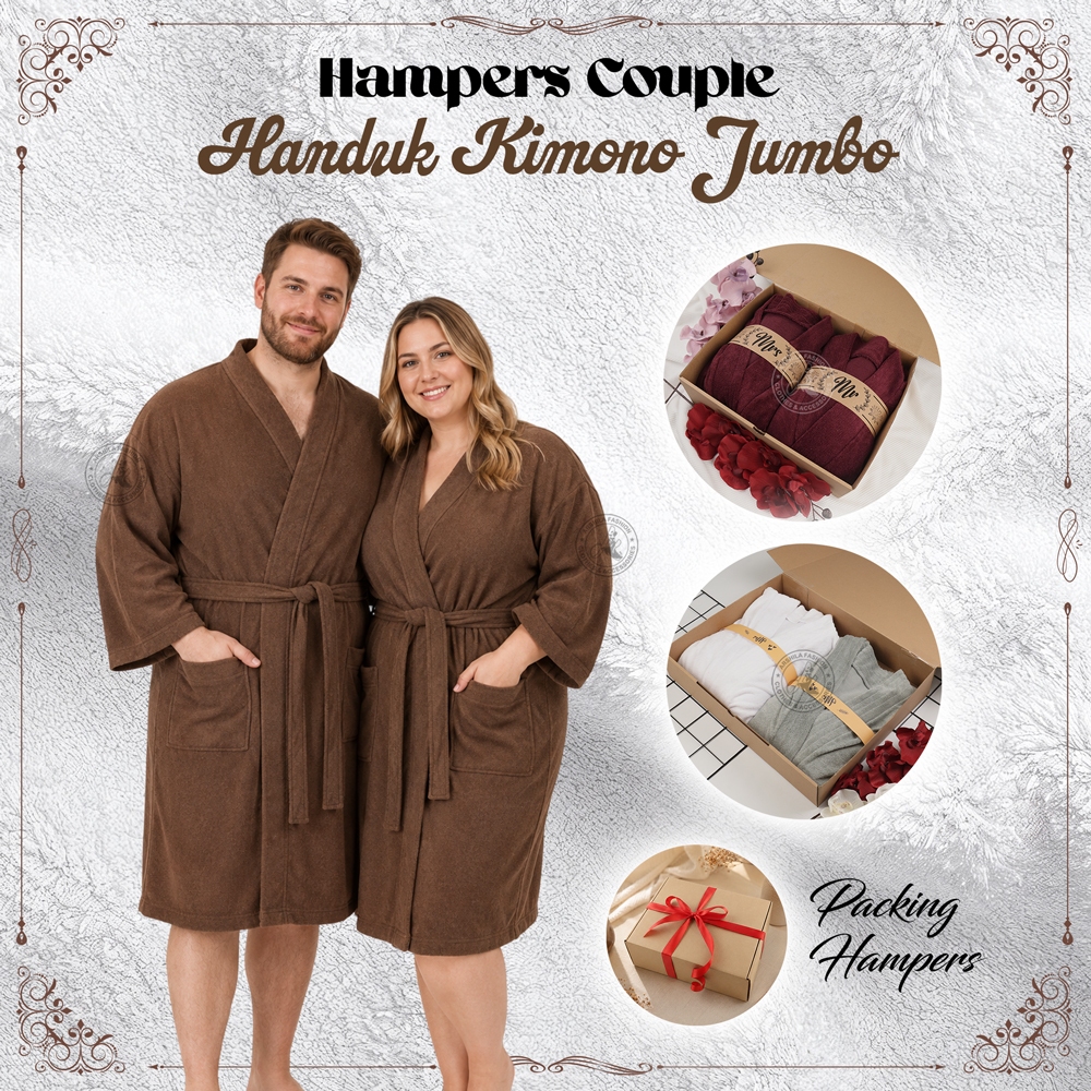 Hampers Handuk Kimono Couple Jumbo Premium Bathrobe Couple Micro Polyester Kado Pernikahan