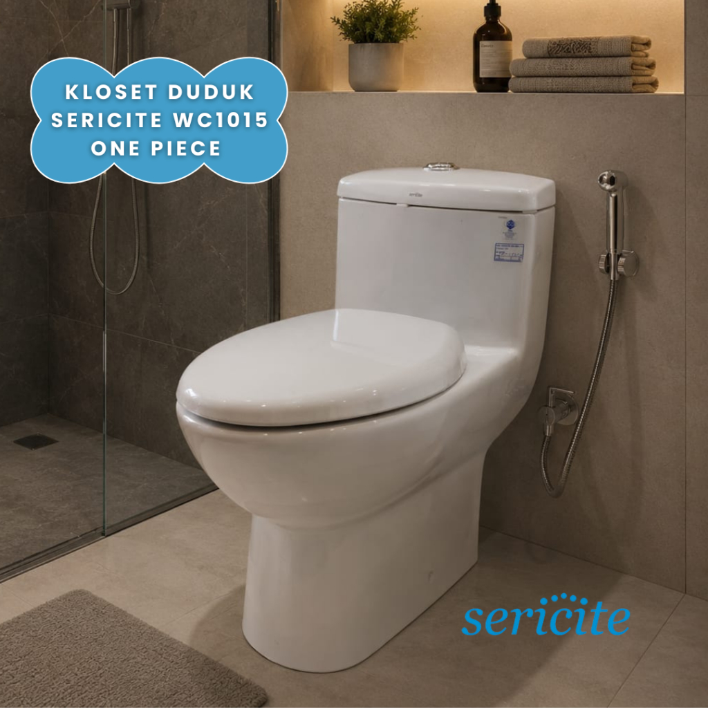 Kloset Duduk Sericite One Piece WC 1015 Keramik Monoblok Soft Closing Dual Flash Putih