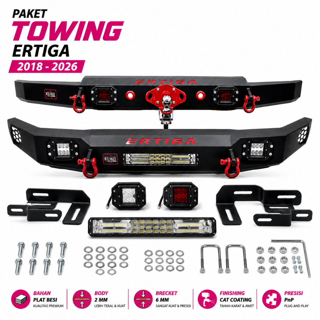 Paket Towing Ertiga 2018 - 2025 Custom Besi Tebal FREE Lampu LED 35W & Brecket