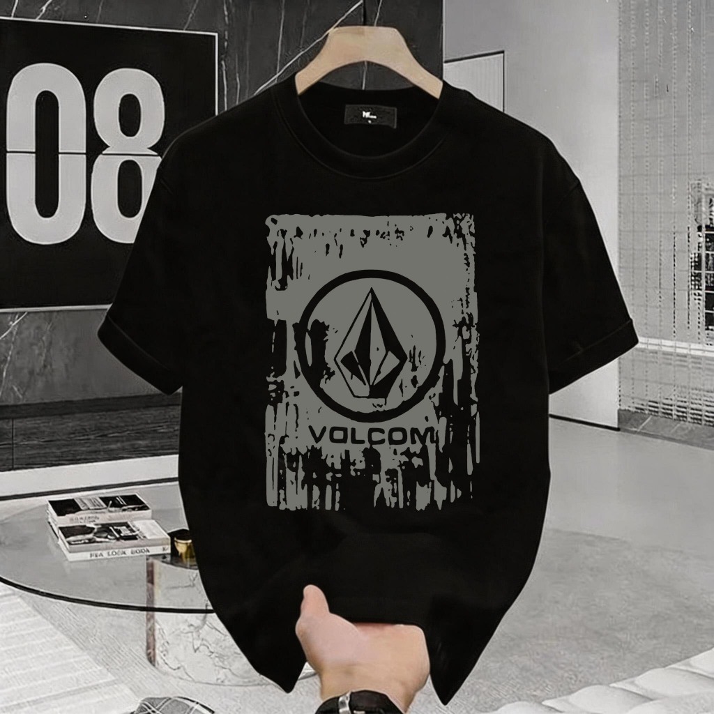 GG Baju Kaos Pria American Street Style VOLCOM Tshirt Oversize Atasan Street Retro Kaos Pria Wanita 
