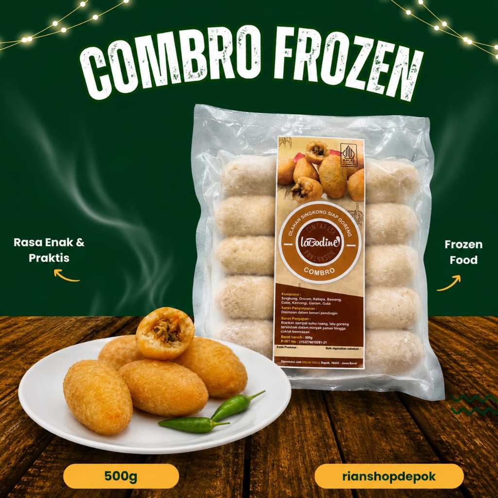 Combro Frozen 500 Gram isi 15 Oncom Cemilan Khas Sunda Tradisional Siap Goreng
