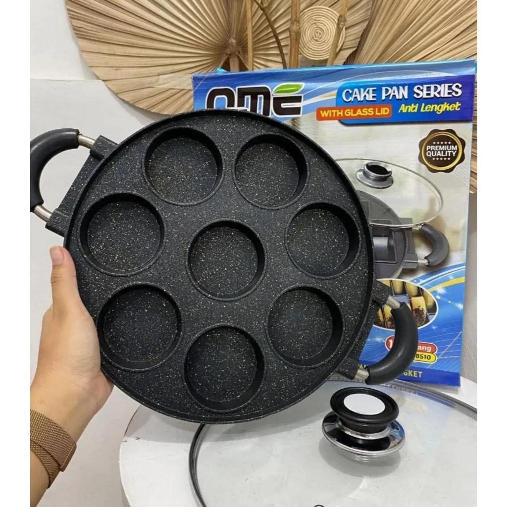 HM - Teflon Cetakan Kue Martabak Mini, Pukis, Takoyaki Anti Lengket 7/8 Lubang Snack Maker Pan