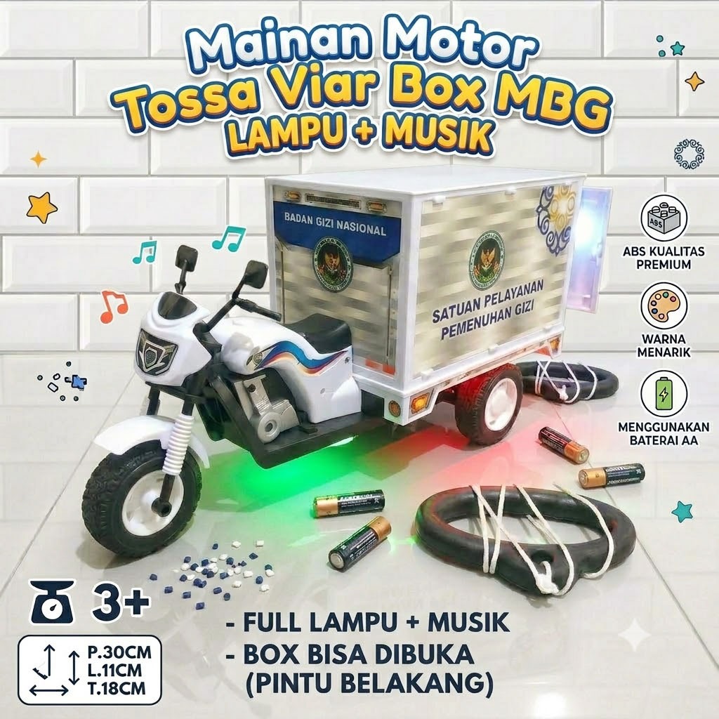 Mainan Anak Motor Box Tossa Viar Model Realistis Pintu Bisa Dibuka
